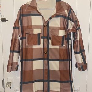 BRAND NEW NEVER WORN FALL BROWN PLAID JACKET